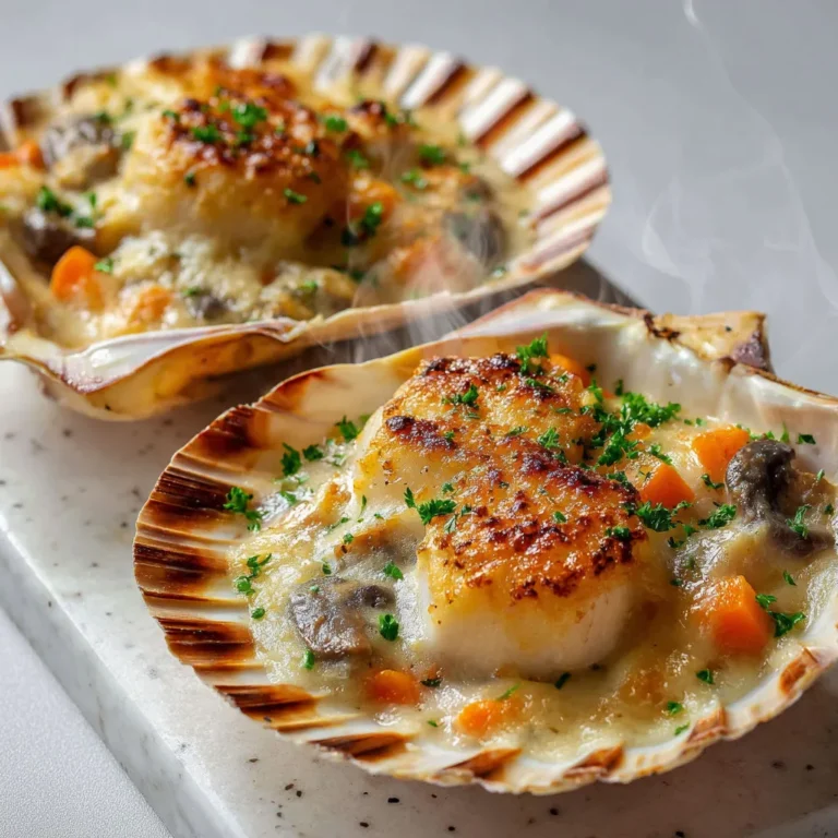 Délicieux Gratin de Saint-Jacques aux Champignons et Crème