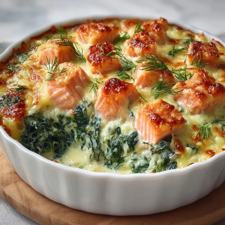 Délicieux gratin de saumon aux épinards et crème