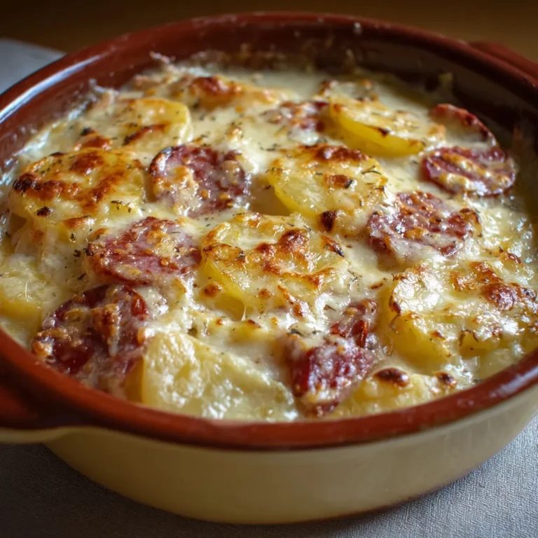 Délicieux gratin pommes de terre Morteau à la cancoillotte