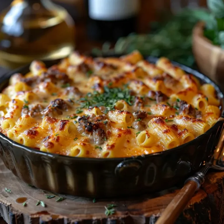 Délicieux gratin pâtes au bœuf et fromage fondant