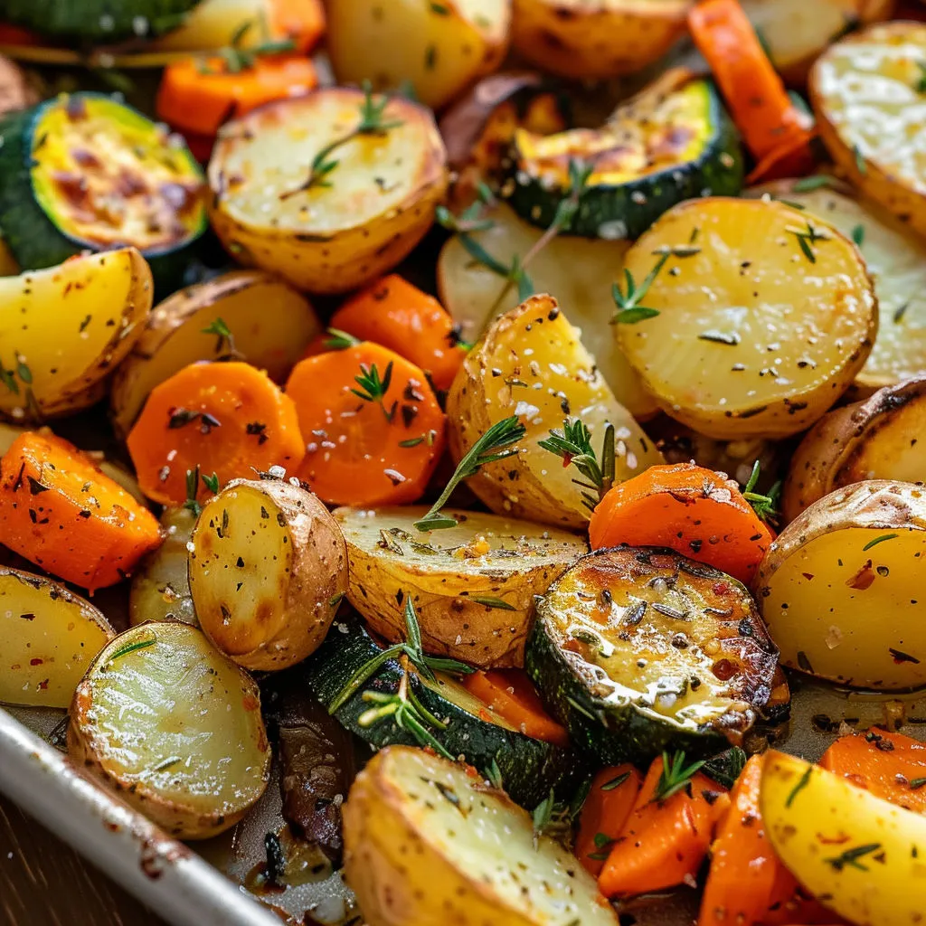 Délicieux légumes rôtis à l'ail et aux herbes