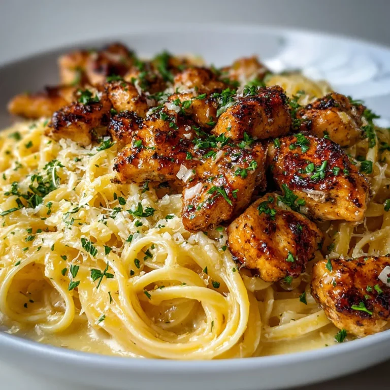 Délicieux poulet au beurre et citron avec linguine