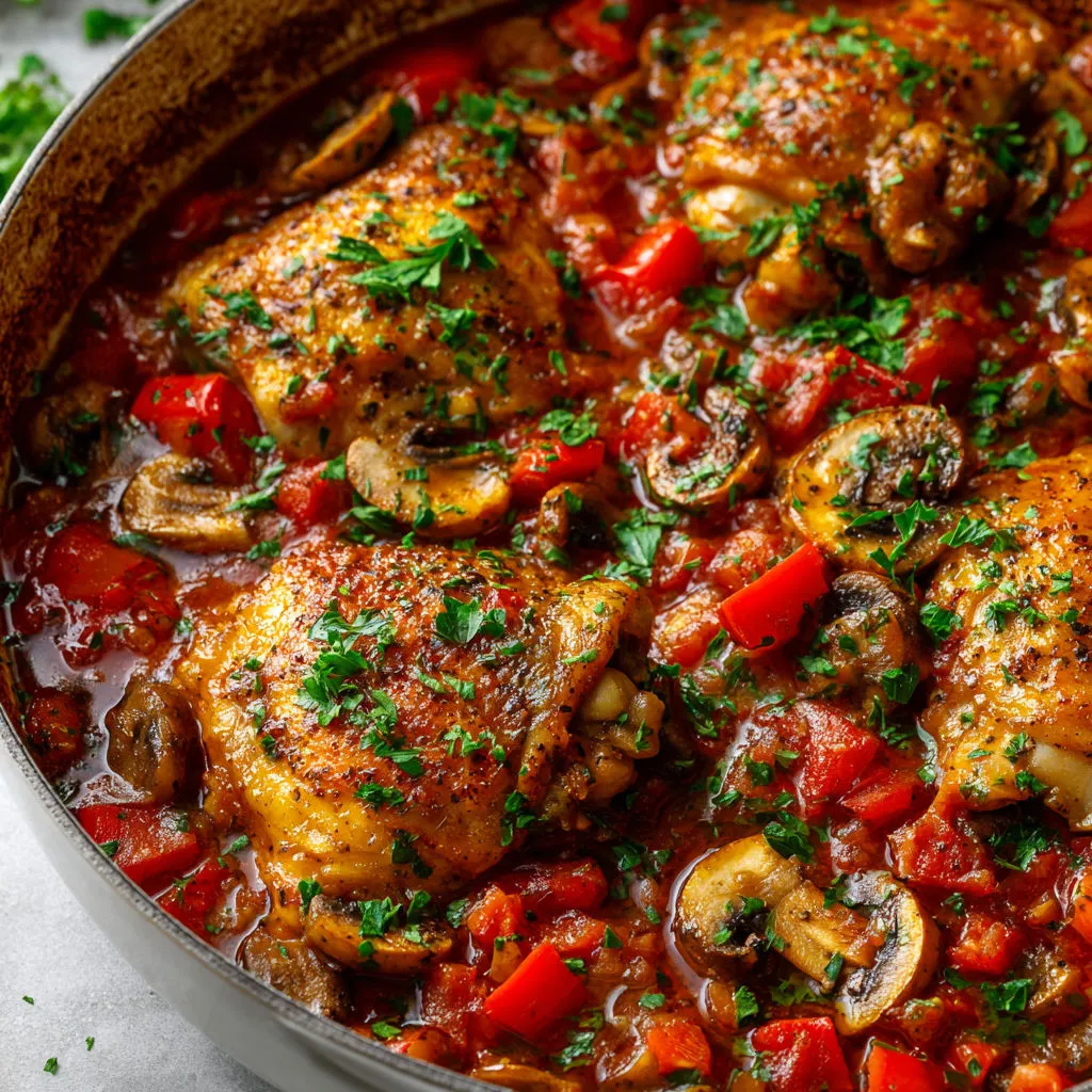 Délicieux poulet chasseur à l'italienne : recette authentique et savoureuse