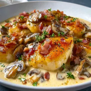 Délicieux Poulet Crémeux aux Champignons et Bacon