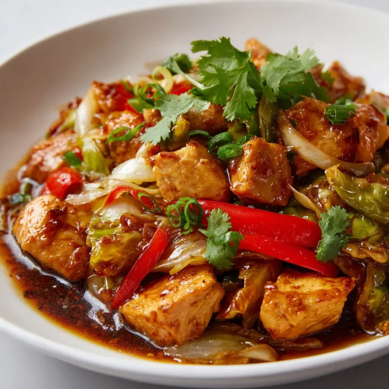 Délicieux Poulet Sauté Chinois avec Chou Croquant