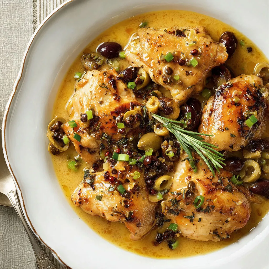 Délicieux poulet toscan aux olives et romarin