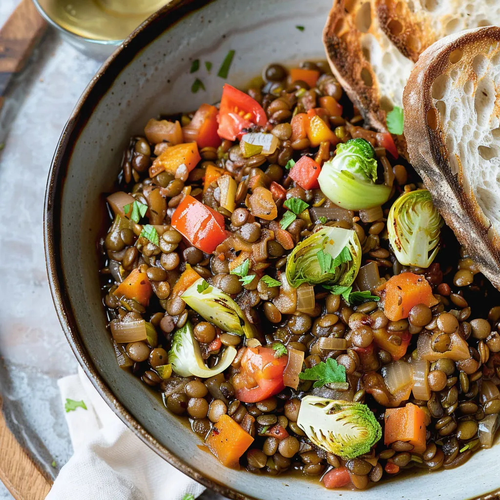 Délicieux ragoût aux lentilles et légumes d'hiver