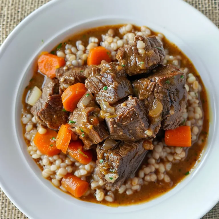 Délicieux ragoût de boeuf à la moutarde et à l'orge