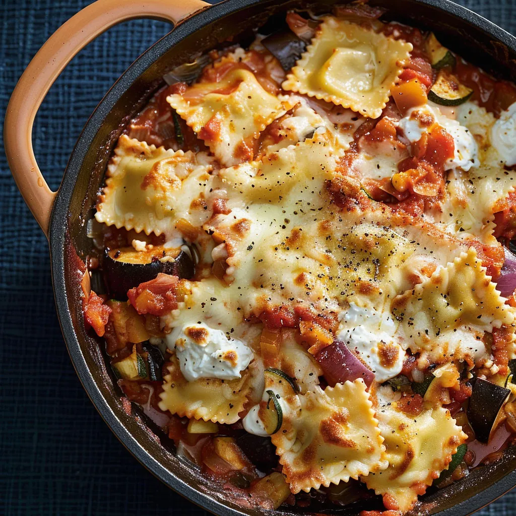 Délicieux raviolis gratinés ratatouille: recette savoureuse et facile