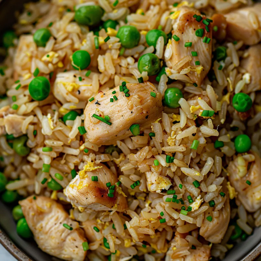 Délicieux riz sauté au poulet prêt en un clin d'œil