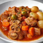 Délicieux sauté de porc mijoté aux légumes tendres