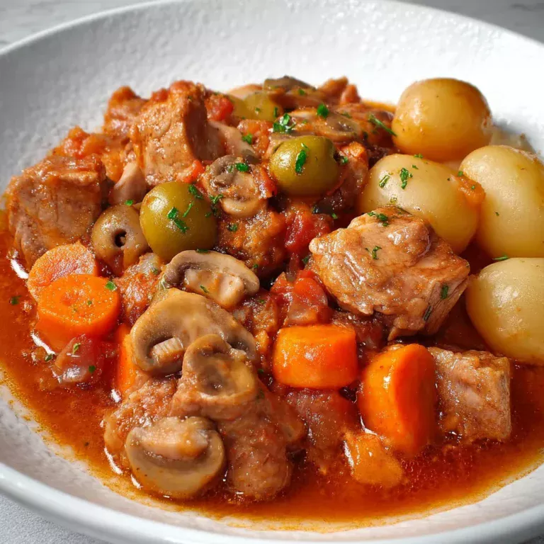 Délicieux sauté de porc mijoté aux légumes tendres