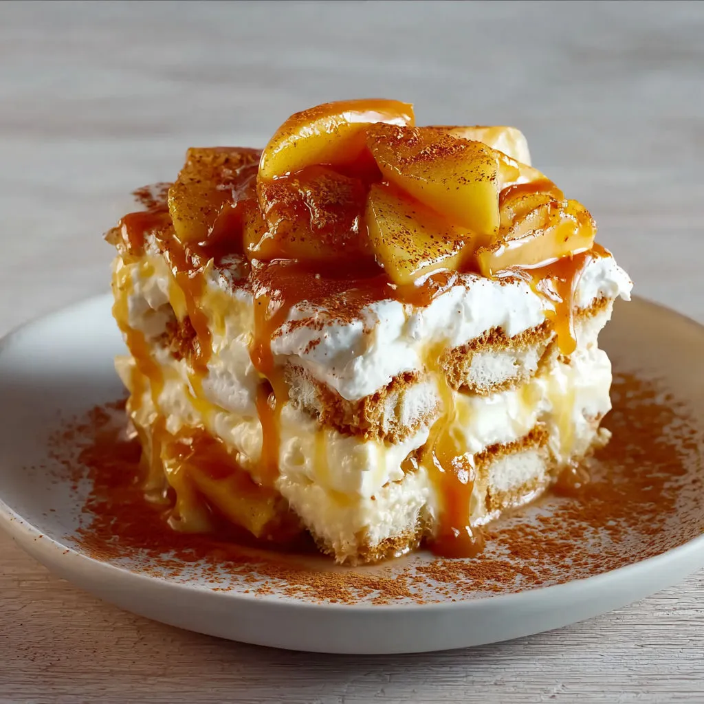 Délicieux Tiramisu au Caramel Beurre Salé et Pommes