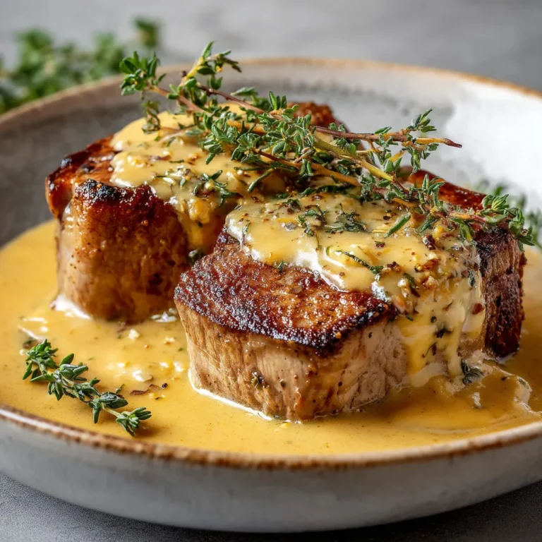 Filet de porc parfumé à la sauce thymée