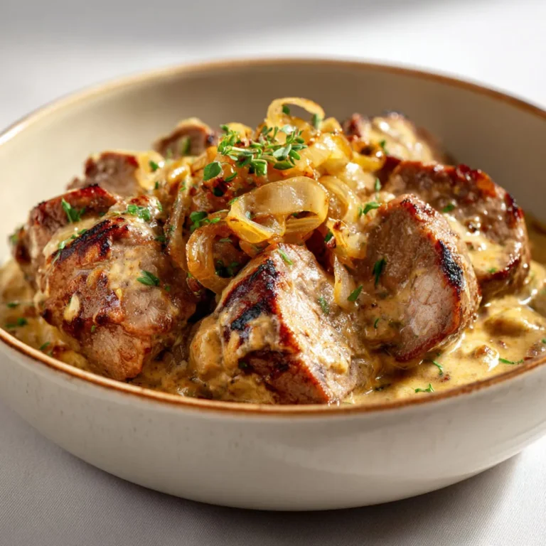 Filet mignon porc: recette savoureuse aux oignons caramélisés