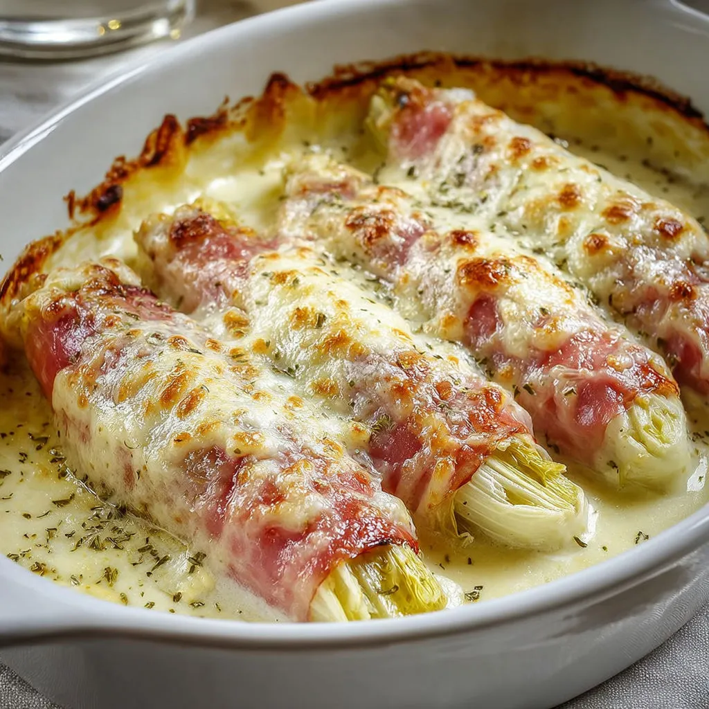 Gratin d'endives au jambon et béchamel : recette délicieuse