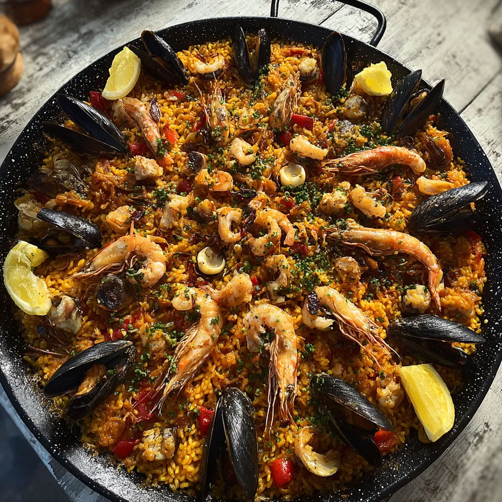 Paella Géante aux Fruits de Mer: Recette Savoureuse et Conviviale