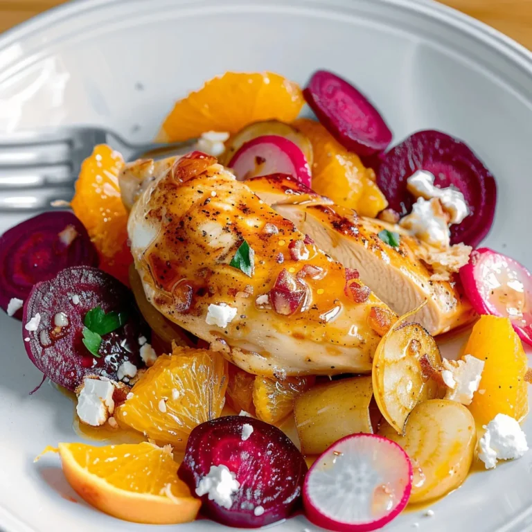 Recette Poulet à l'orange avec betteraves et radis