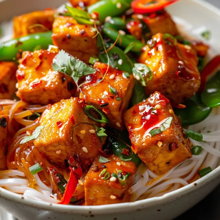 Recette savoureuse de tofu au miso et tomate.