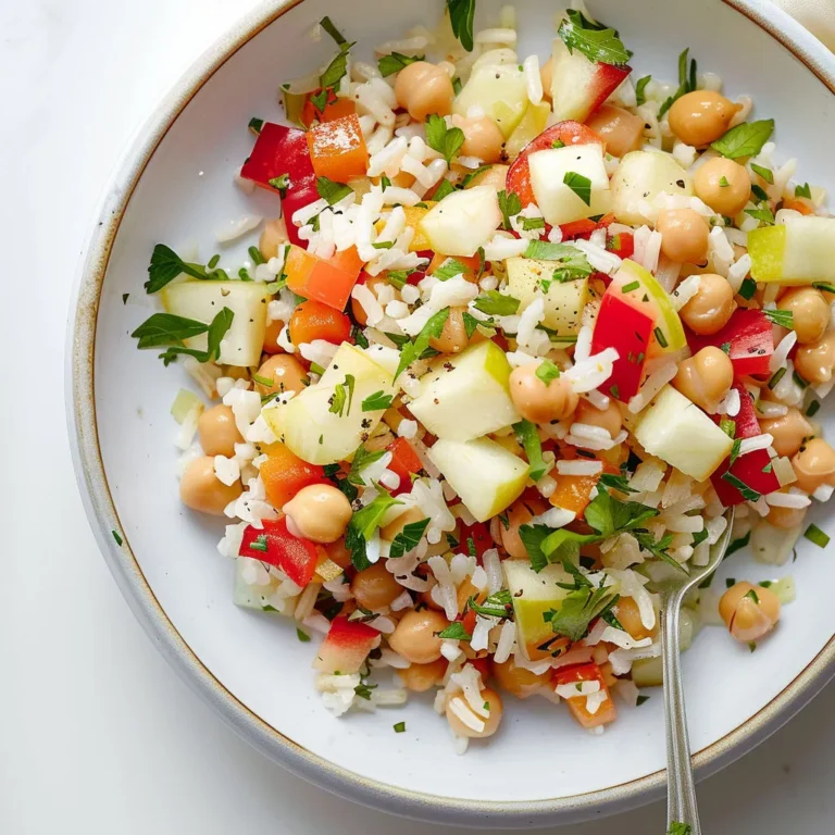 Salade colorée: riz, pommes, poivrons, vinaigrette maison