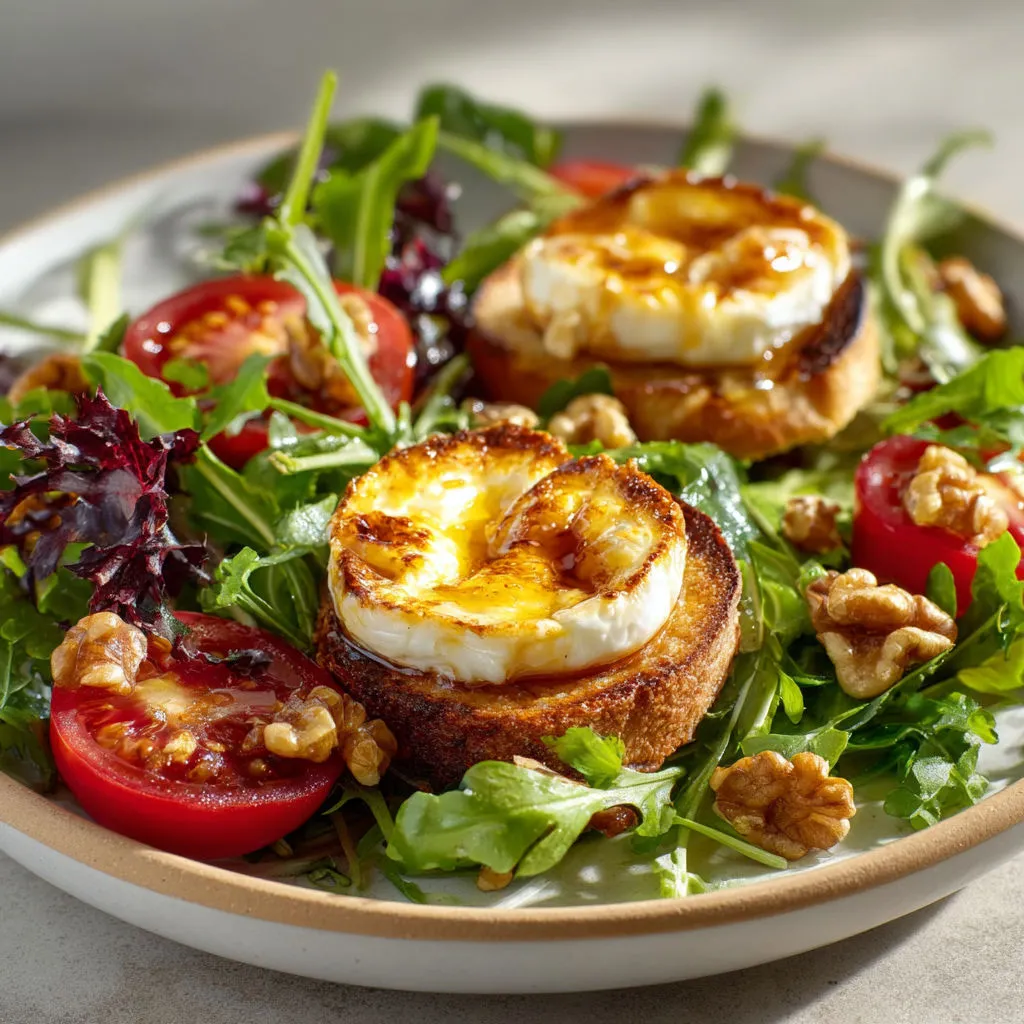 Salade croustillante chèvre chaud : recette savoureuse et rapide