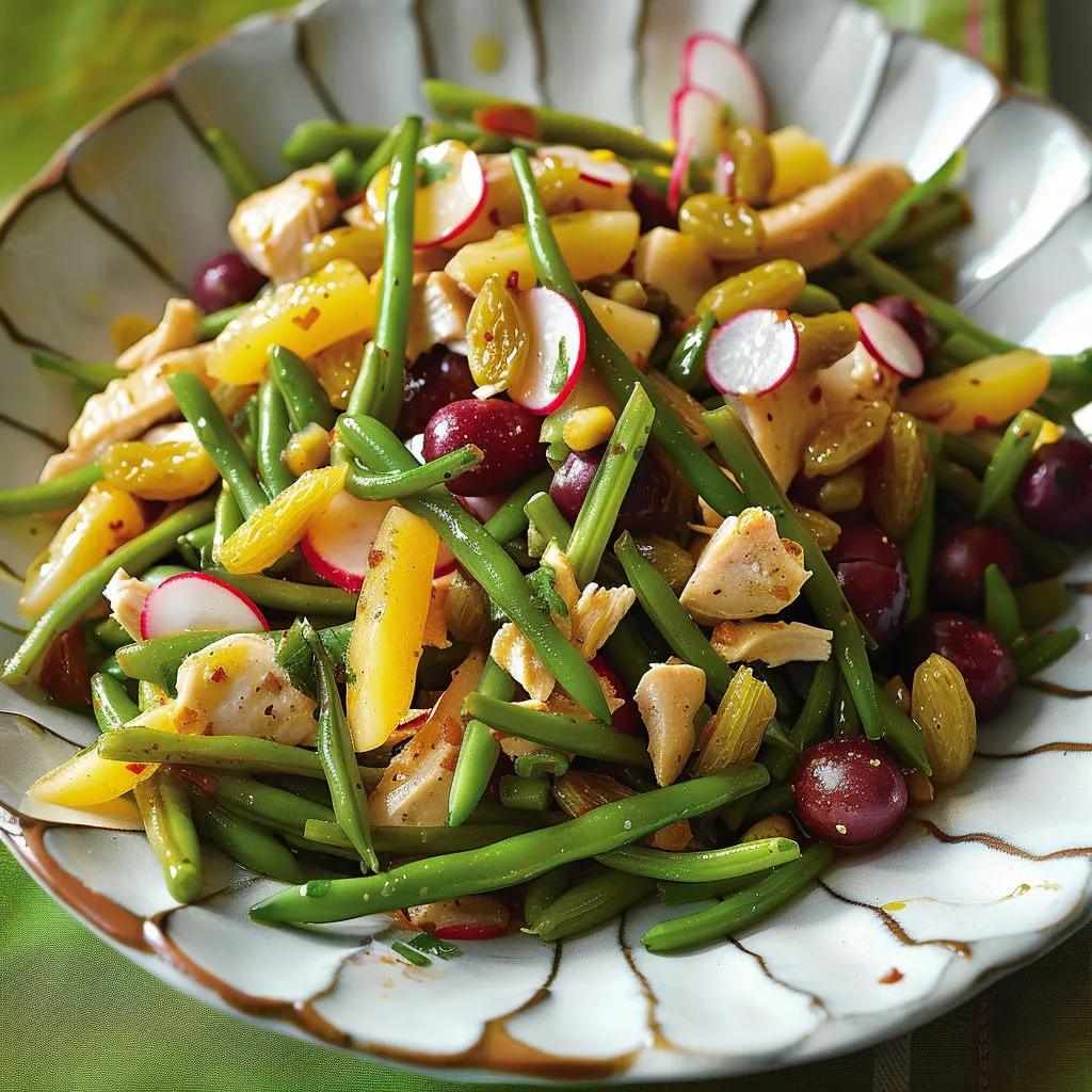 Salade de haricots au poulet et raisins secs
