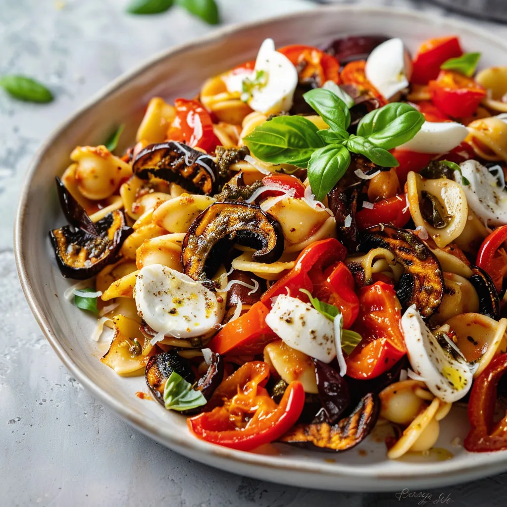 Salade de pâtes antipasti fraîche et savoureuse