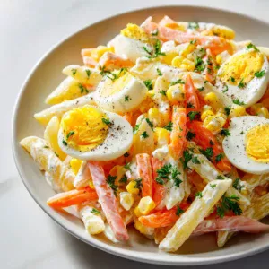 Salade de pâtes au surimi et œufs durs