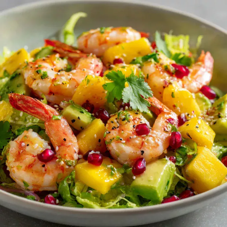 Salade exotique : crevettes, mangue, avocat