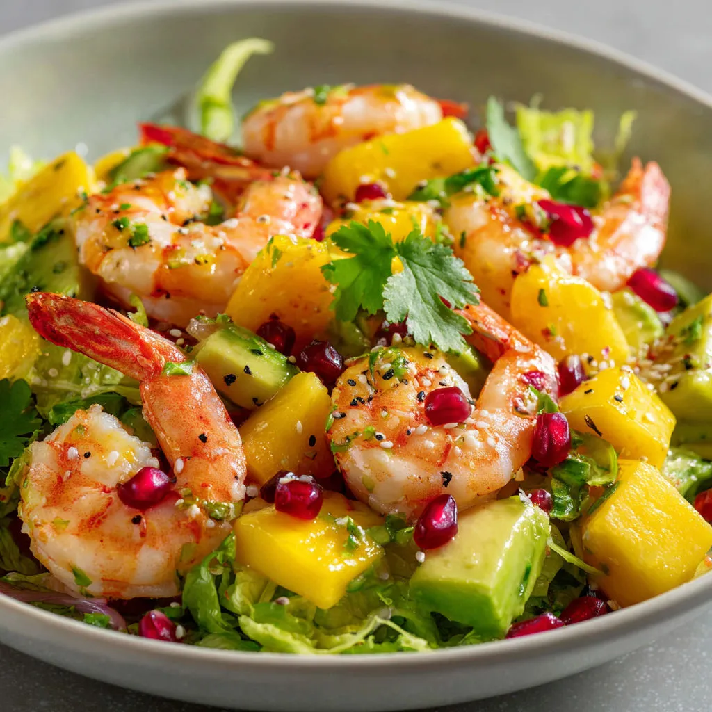 Salade exotique : crevettes, mangue, avocat