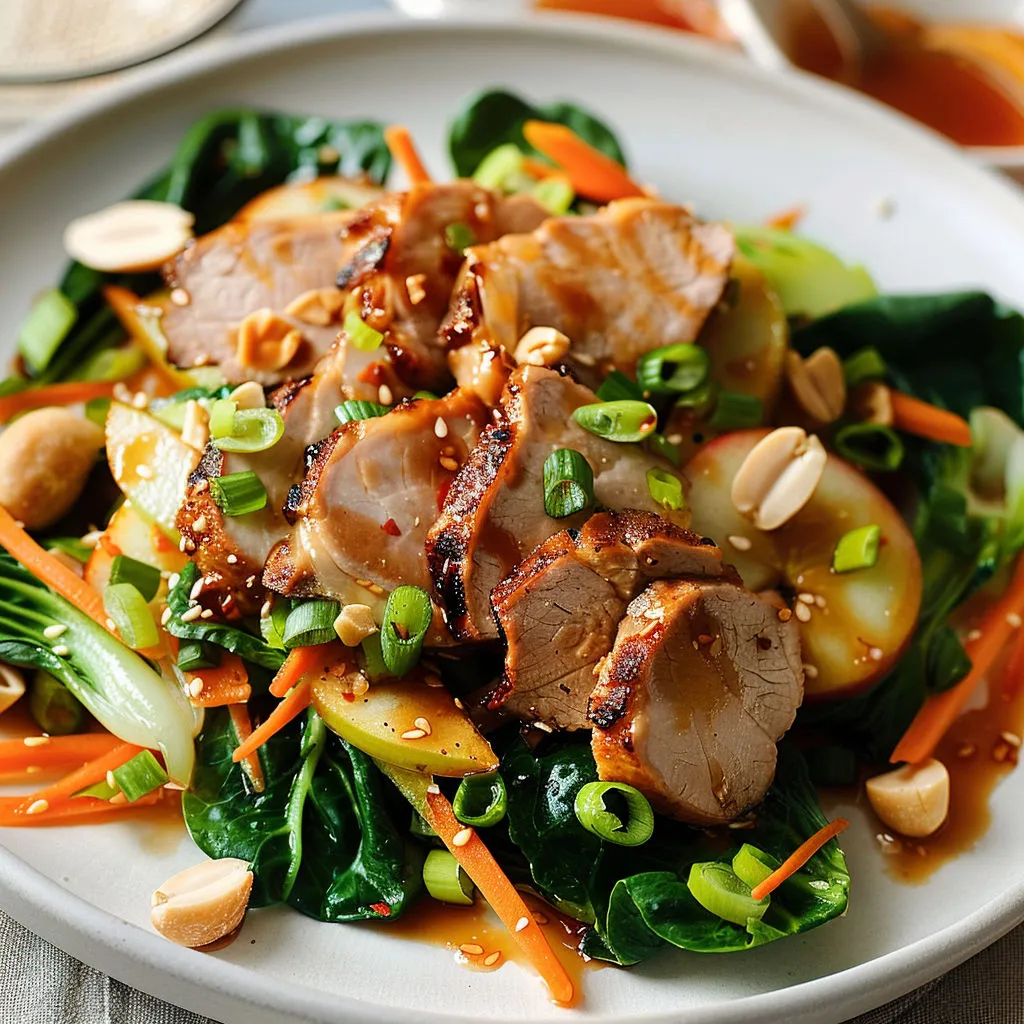 Salade fraîche: bok choy et filet de porc grillé