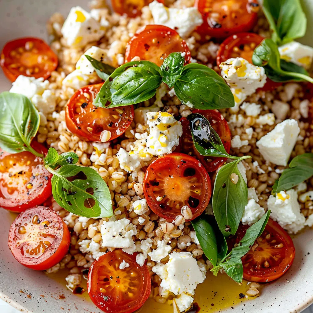 Salade fraîcheur: boulgour, tomates, chèvre et herbes aromatiques