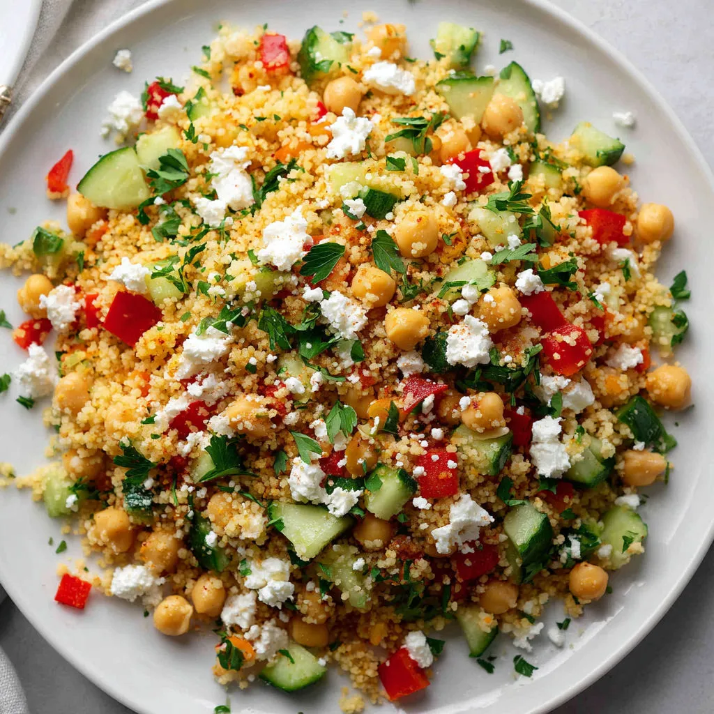 Salade fraîcheur : couscous, légumes et pois chiches