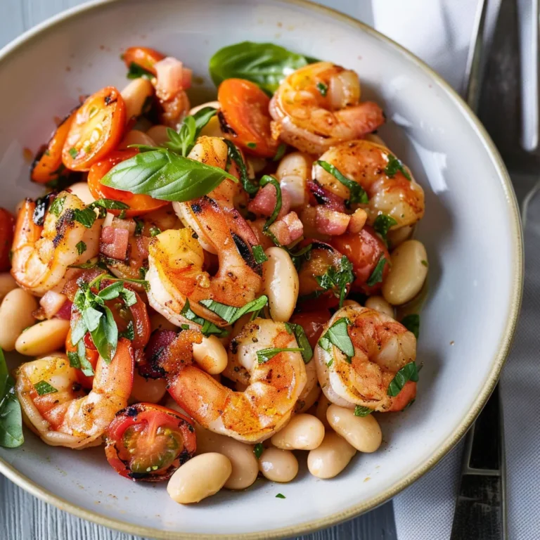 Salade gourmande aux haricots blancs et crevettes