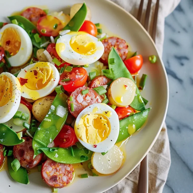 Salade gourmande aux œufs, pois, mange-tout et pommes