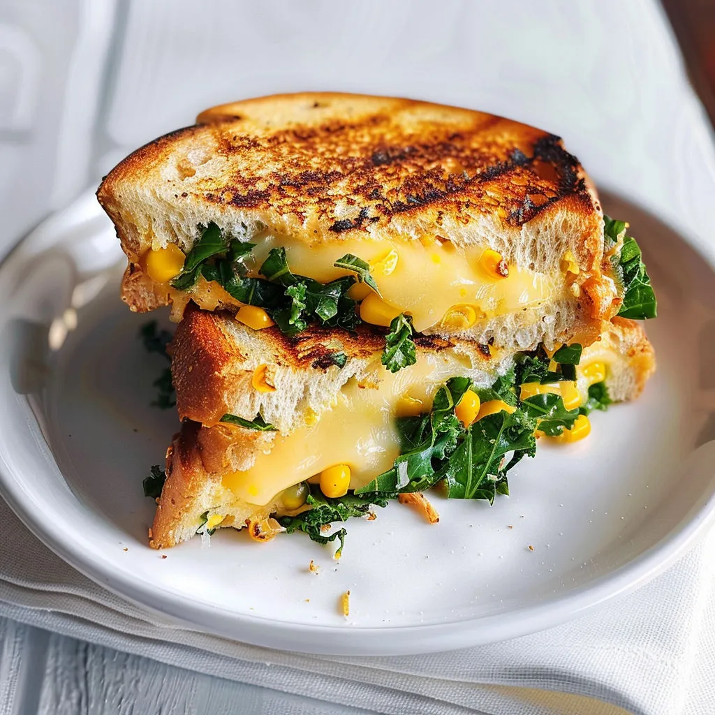 Sandwich fondant au fromage et kale grillé