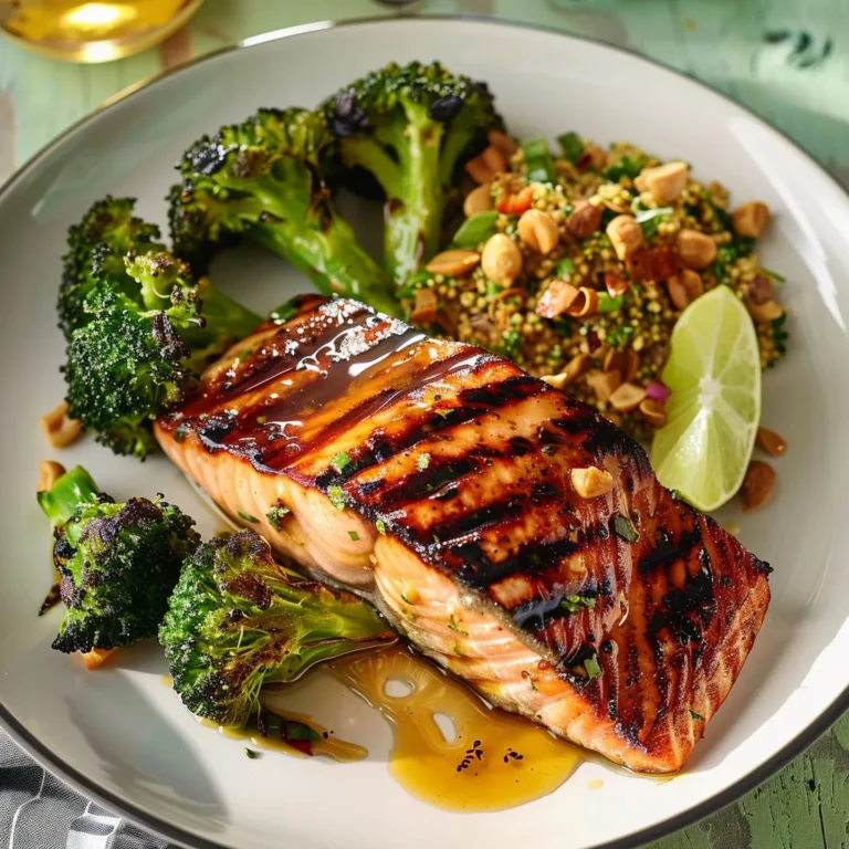 Saumon grillé au miso et sauce arachide