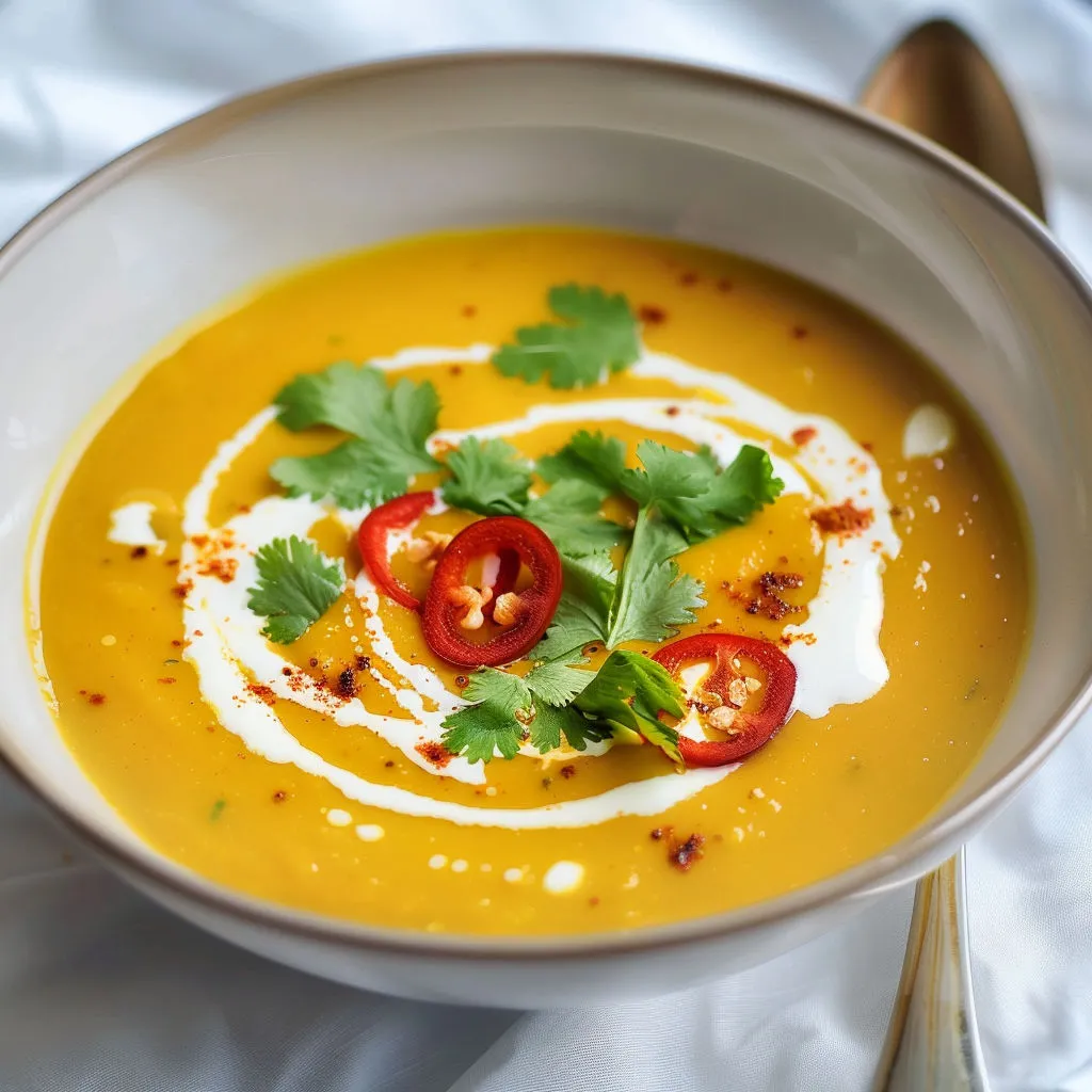 Velouté de courge au curry et gingembre