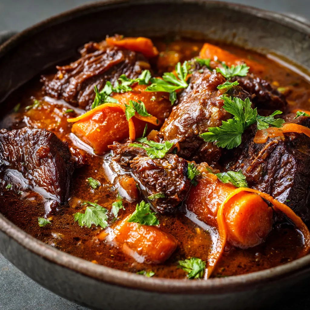 Boeuf mijoté aux carottes et vin blanc