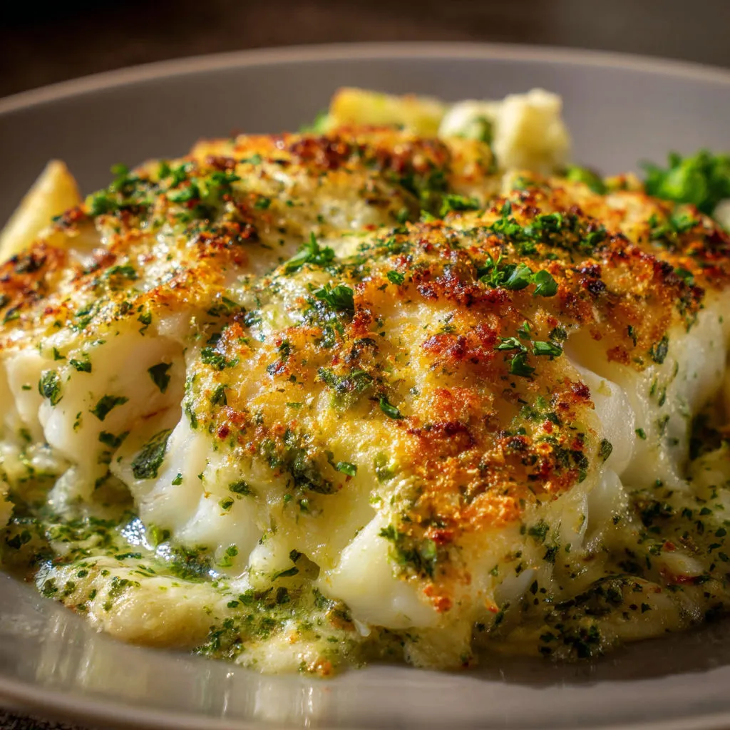 Cabillaud au four : gratiné, onctueux mayonnaise persillée