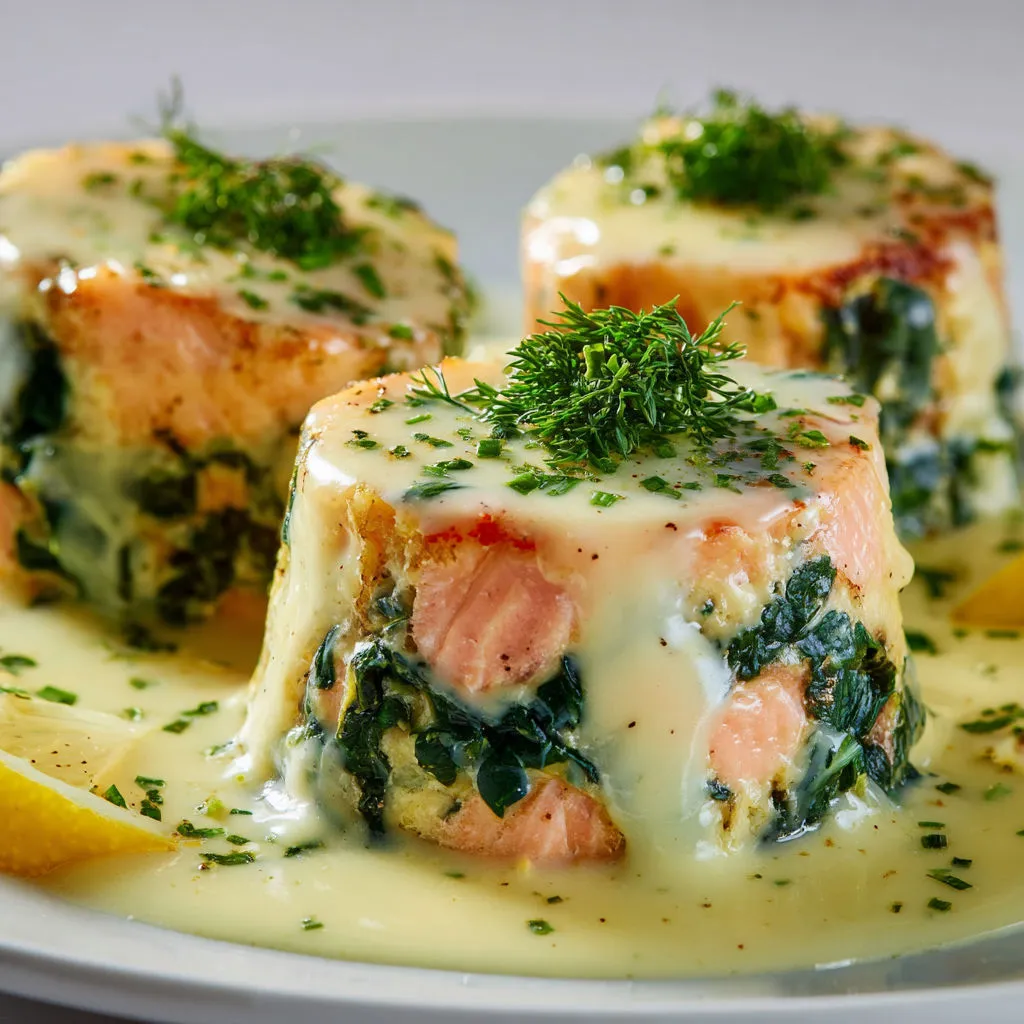 Délice: Flan Saumon Frais avec Épinards et Zeste de Citron