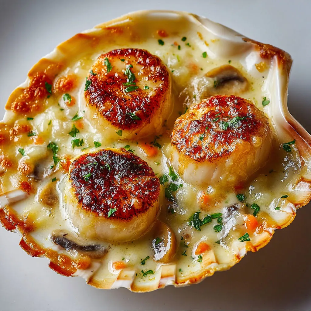 Délice gratiné : coquilles farcies au fromage et champignons