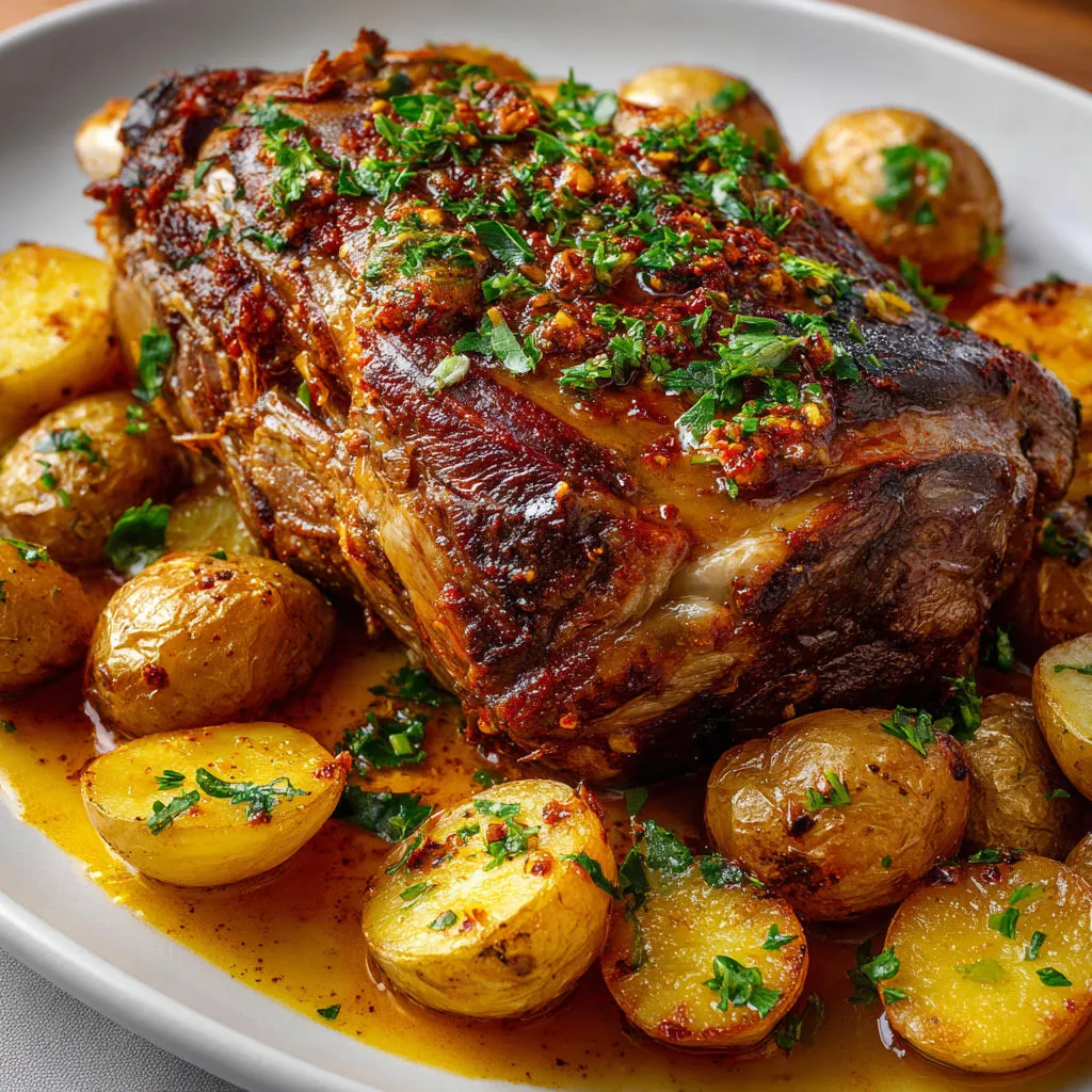 Délice épicé : Gigot d'agneau harissa miel succulent