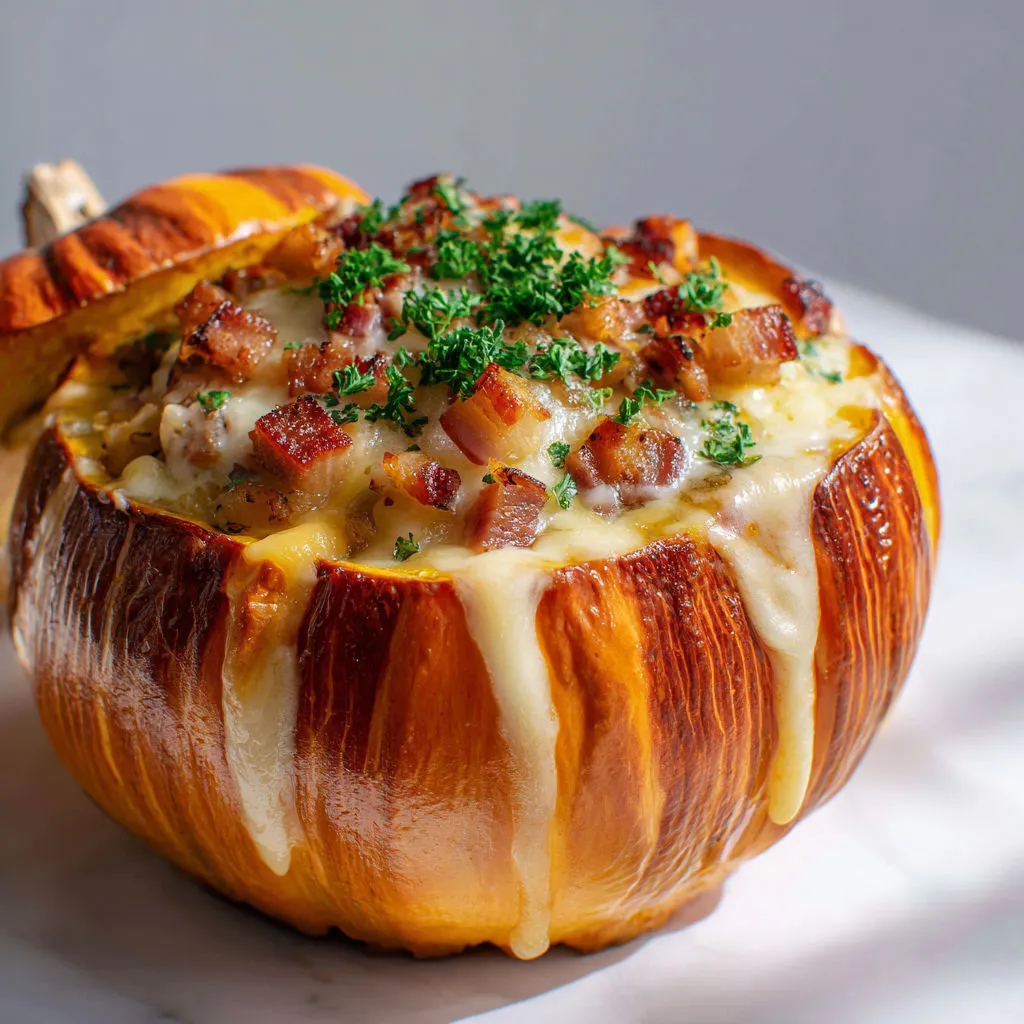 Délicieuse recette de potimarron façon tartiflette aux lardons