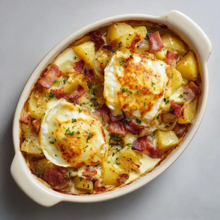 Délicieuse tartiflette au fromage, pommes de terre et bacon