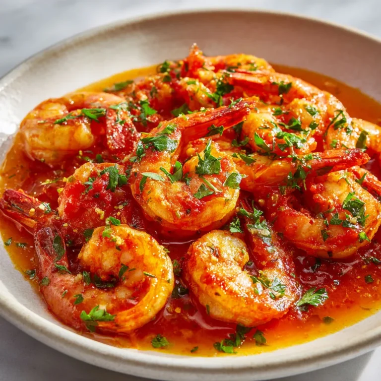 Délicieuses crevettes mijotées dans une sauce tomate savoureuse