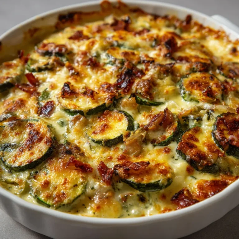 Délicieux gratin courgettes, lardons et fromage fondant