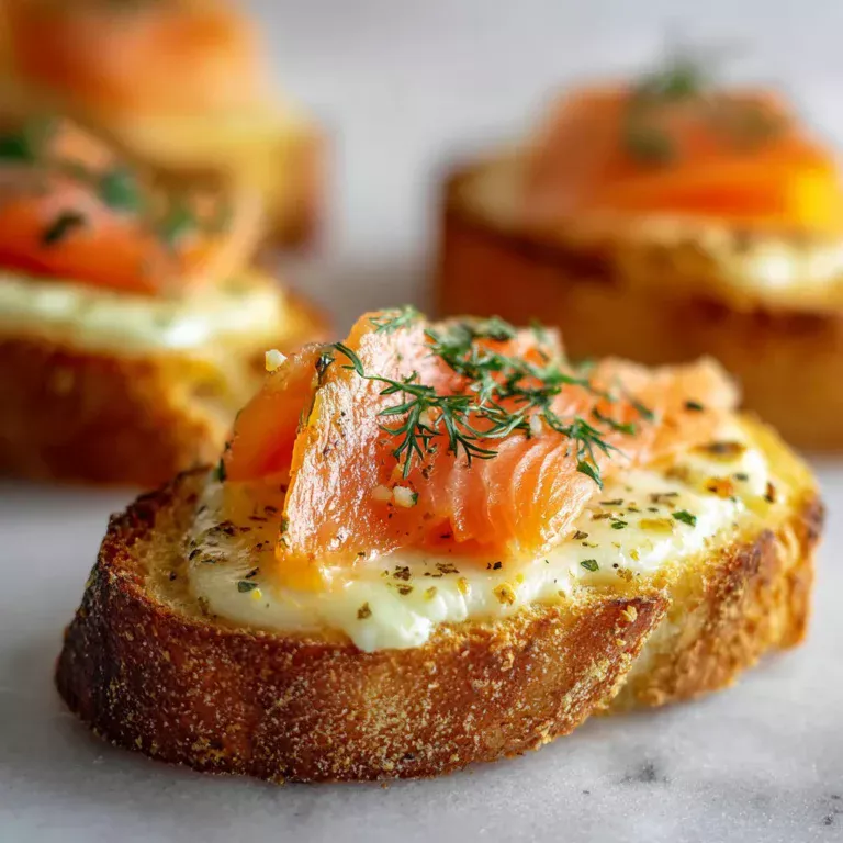 Délicieux pain à l'ail gratiné au saumon fumé