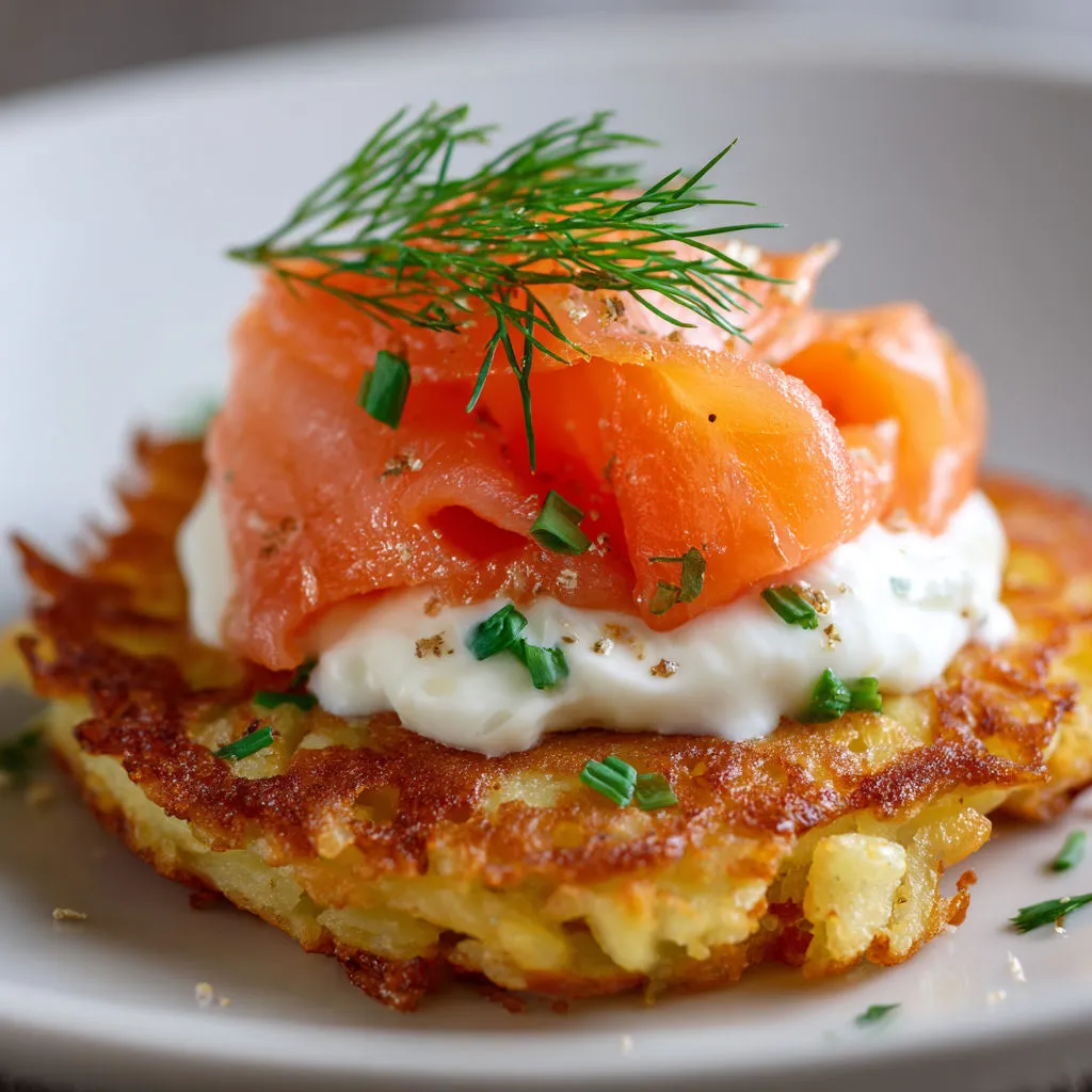Délicieux pancakes saumon-pommes de terre à savourer!