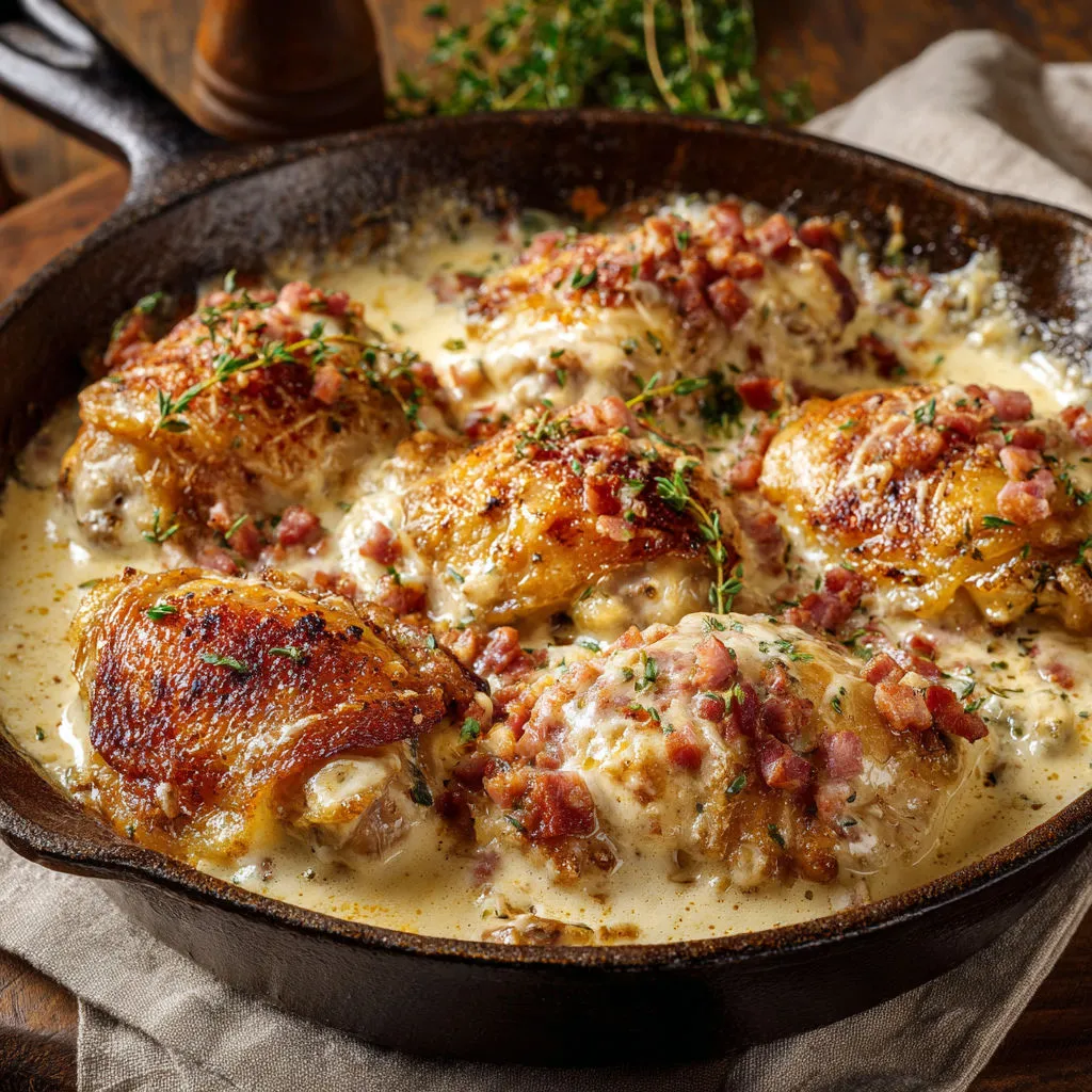 Délicieux poulet crémeux au parmesan et jambon